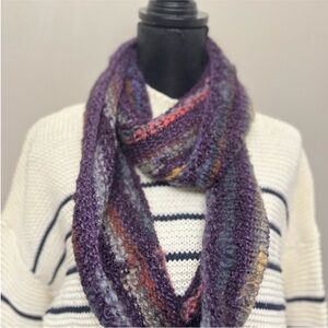 New Women’s Hand Knit Purple Multicolor Infinity Scarf